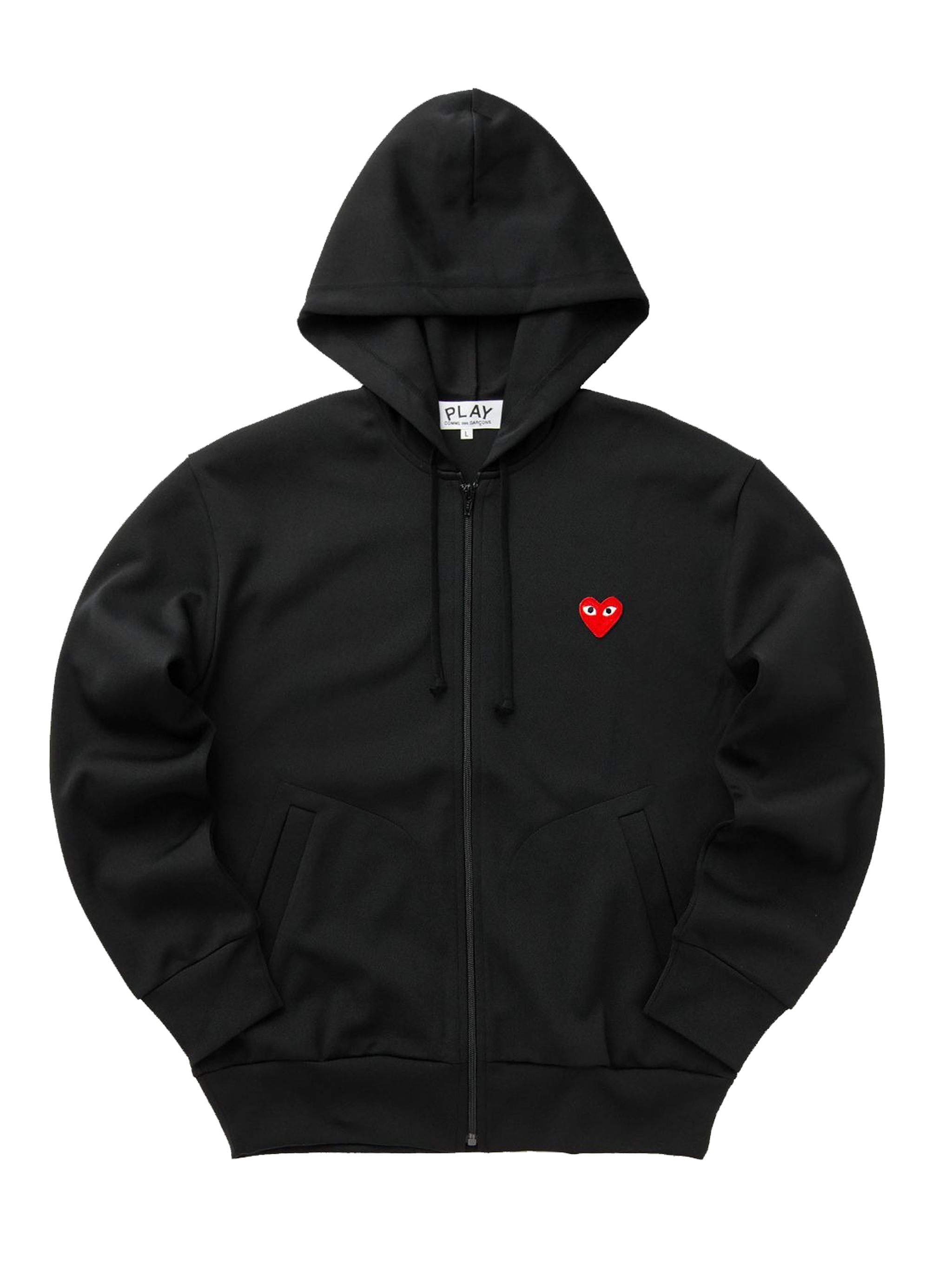 【COMME des GARCONS】Red Wappen Hoodie★人気商品★ Comme des Garcons Play Red Stacked Heart Zip Up Hoodie Black